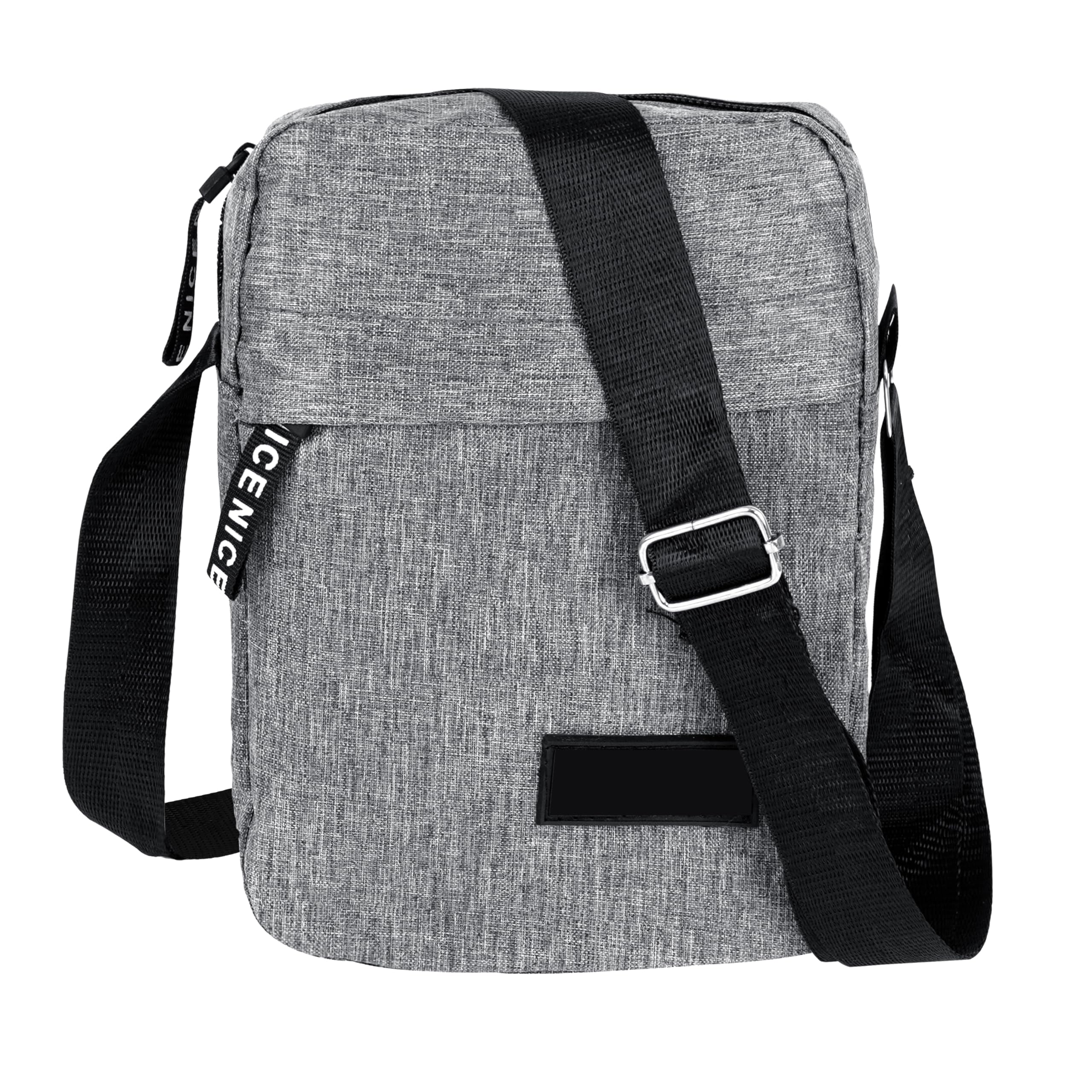 storite Stylish Nylon Small 4 Zipper Multi Pocket Sling Cross Body Travel Office Business Messenger One Side Shoulder Bag For Men Women (Grey - 24 X 8.5 X 19 Cm)-picture-12
