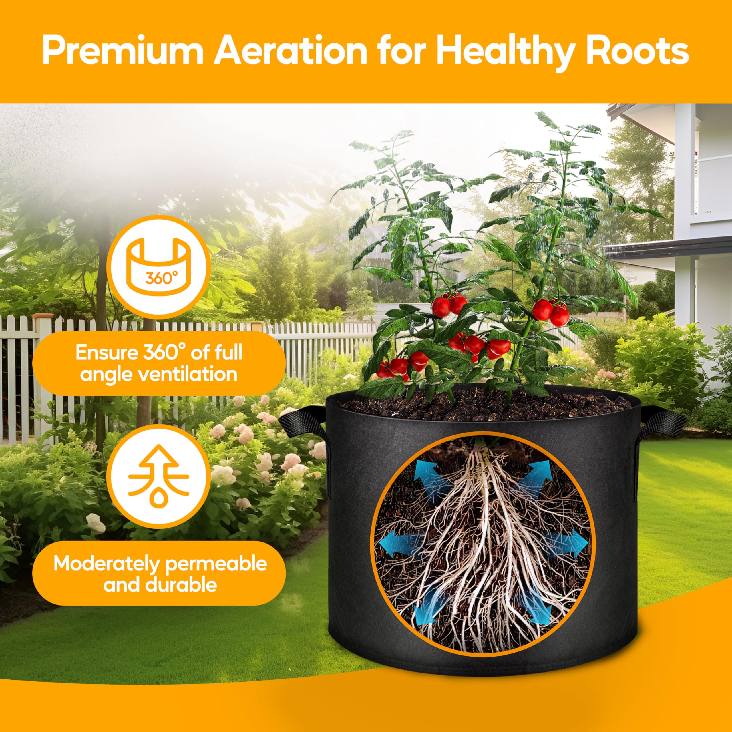 Simple Deluxe Grow Bags Pflanztöpfe mit Griffen, verdickter Vliesstoff, Belüftungstuch, strapazierfähig, Gartenarbeit für Tomaten, Kartoffeln, Gemüse und Blumen, schwarz, mit 12 Etiketten