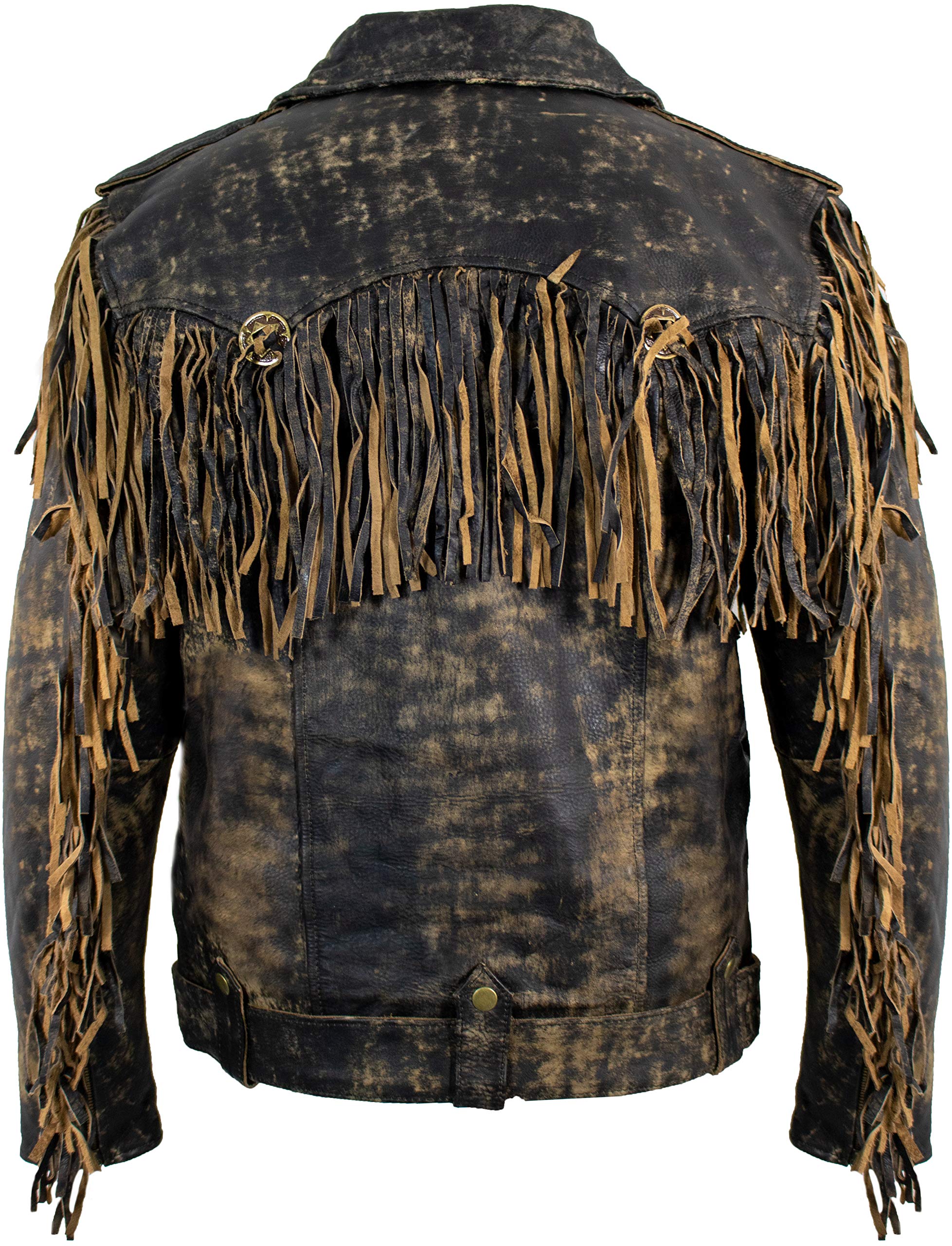 Chopper Lederjacke mit Fransen aus echtem Leder im Vintage Look