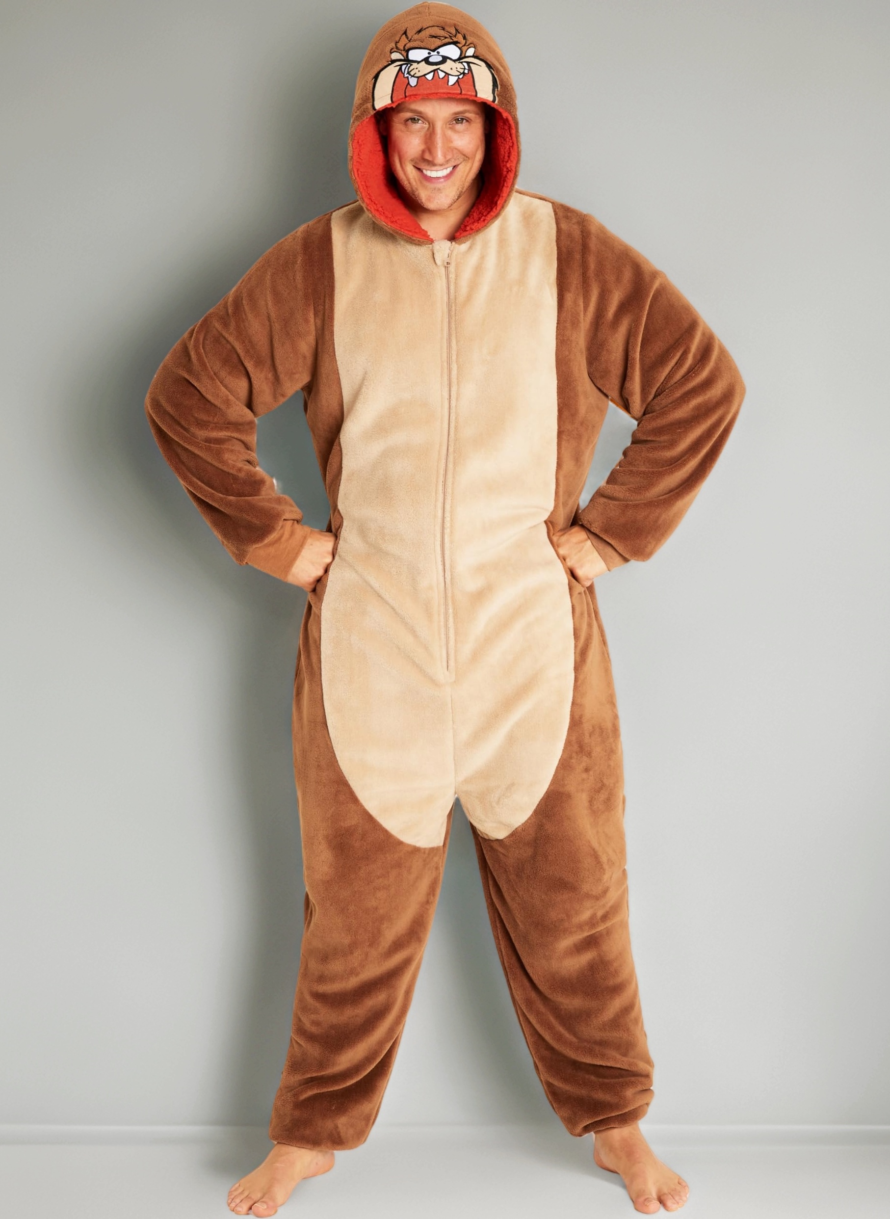 Adult Onesie for Men Teenagers Bugs Bunny Hooded Fluffy Fleece Onesies For Men M-2XL Gifts for Men