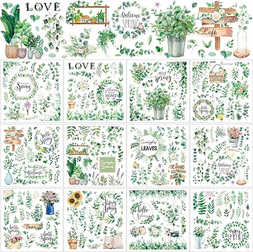 Miniatura 19 de BBTO 12 hojas de transferencias por frotado para manualidades y muebles, calcomanías de transferencia por frotado para madera, papel de bricolaje