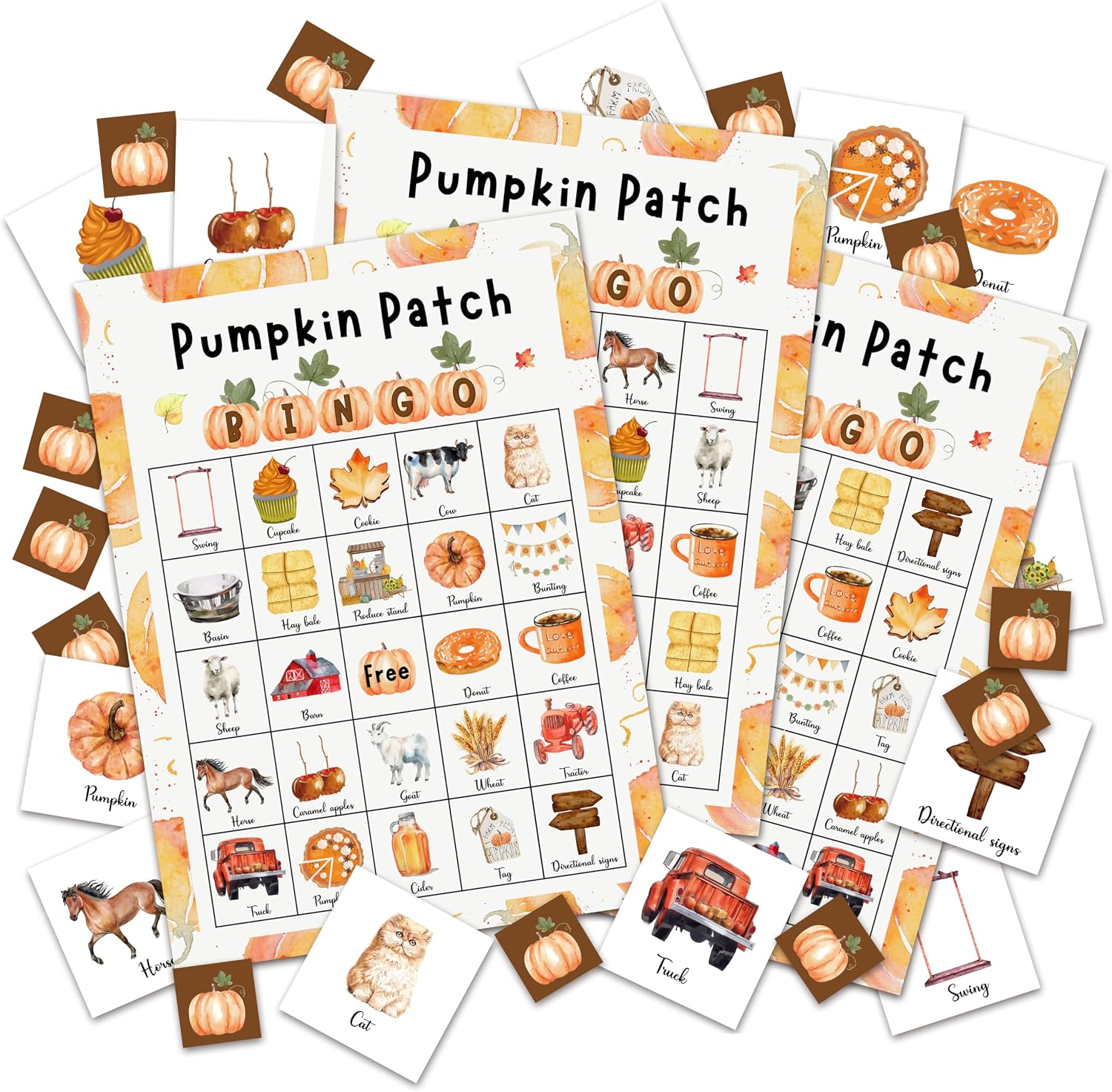 Fall Festival Bingo Games Cards, Thanksgiving Games for 24 Players, Pumpkin Party Bingo for Adults Large Group, Family Activities Holiday Favors Supplies -02