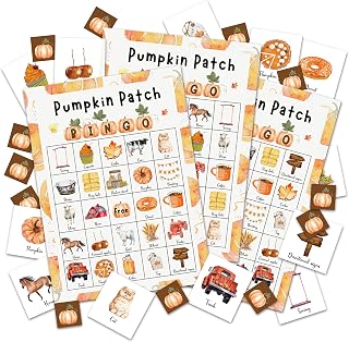 Fall Festival Bingo Games Cards, Thanksgiving Games for 24 Players, Pumpkin Party Bingo for Adults Large Group, Family Activities Holiday Favors Supplies -02