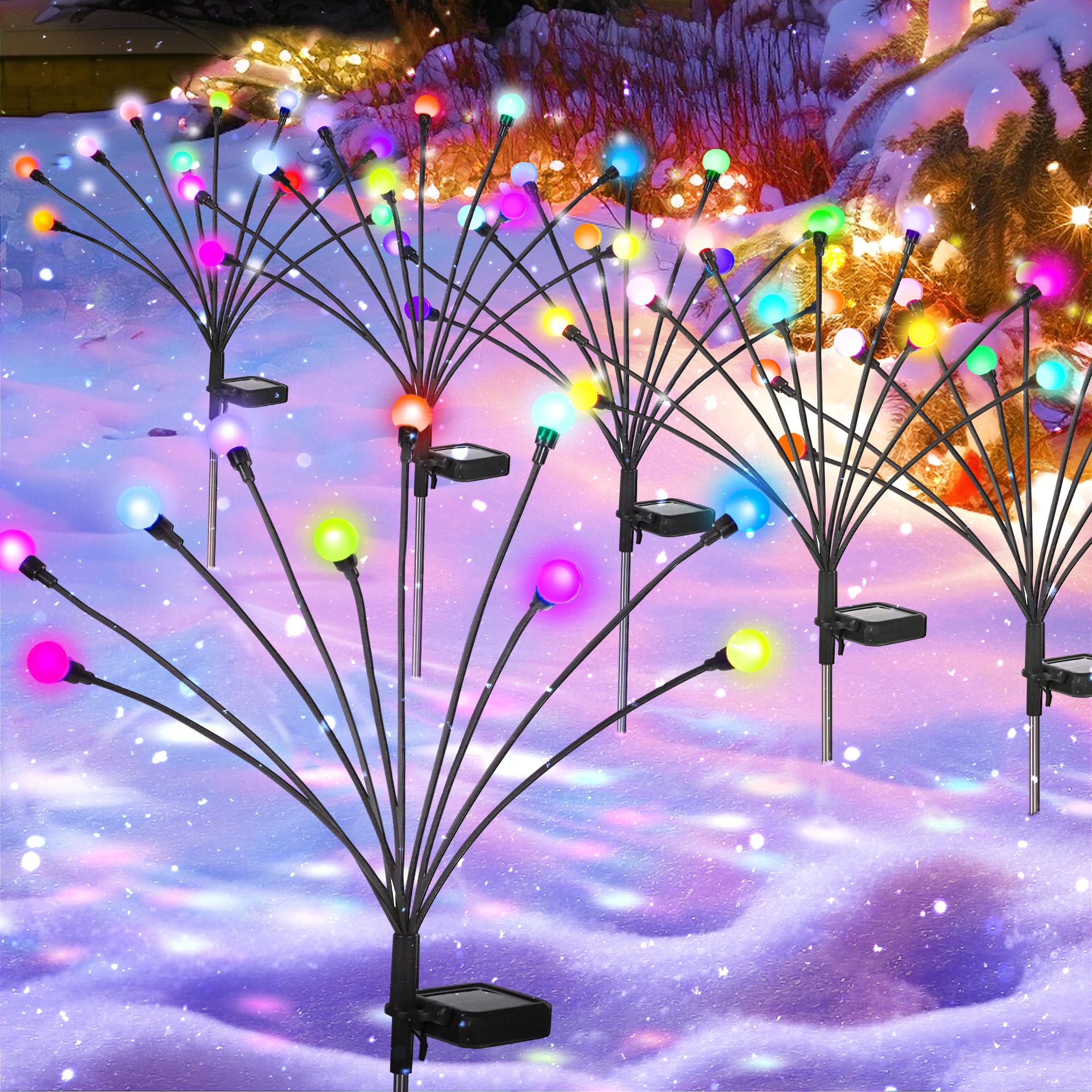 SUNCKET 40 LED Solar Garden Lights, Color Changing Solar Outdoor Lights Sway by Wind, Outdoor Solar Lights for Yard Patio Pathway Christmas Decoration (4 Pack)