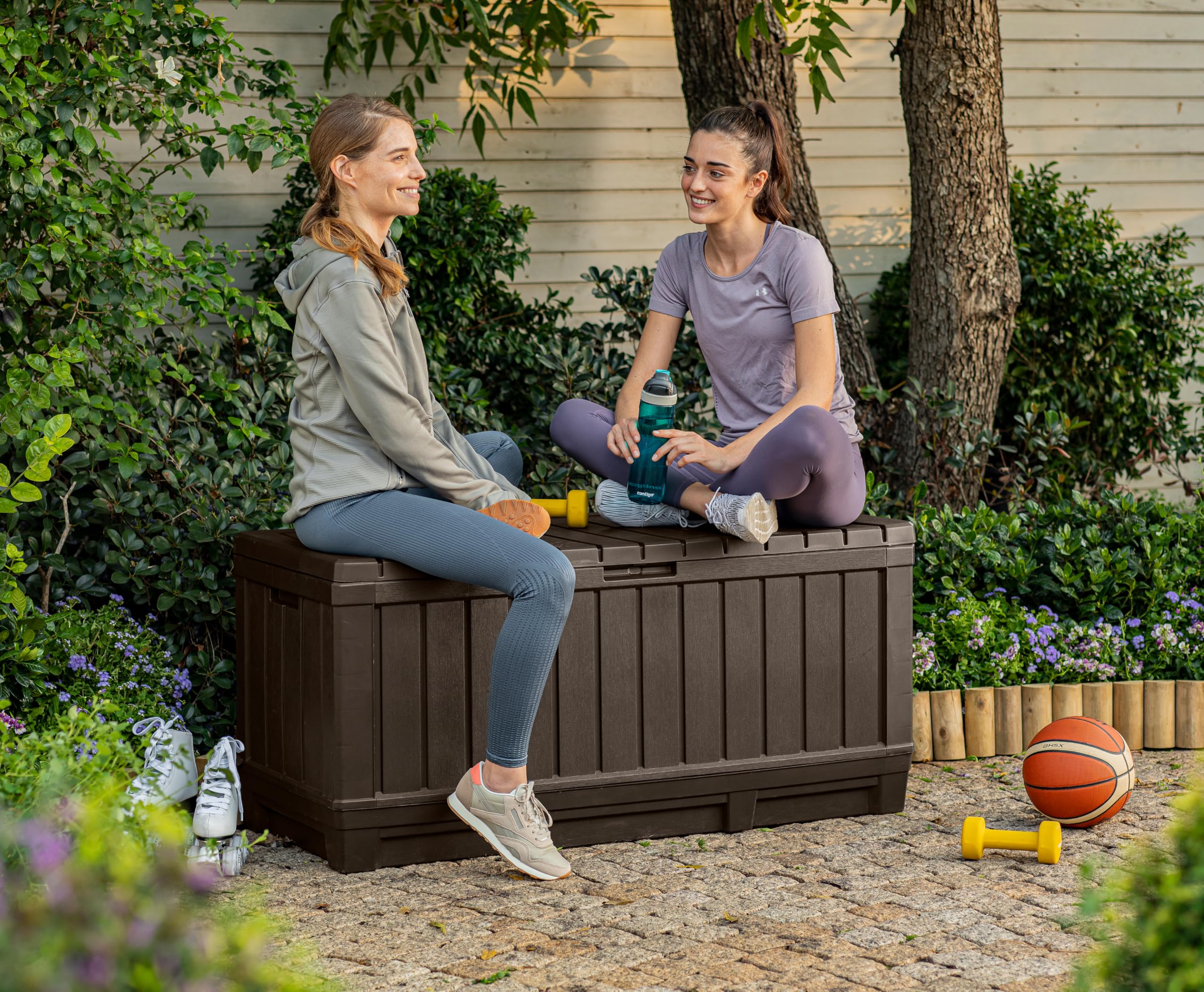 Keter K249463 Baule da giardino Kentwood, Marrone, 250 kg