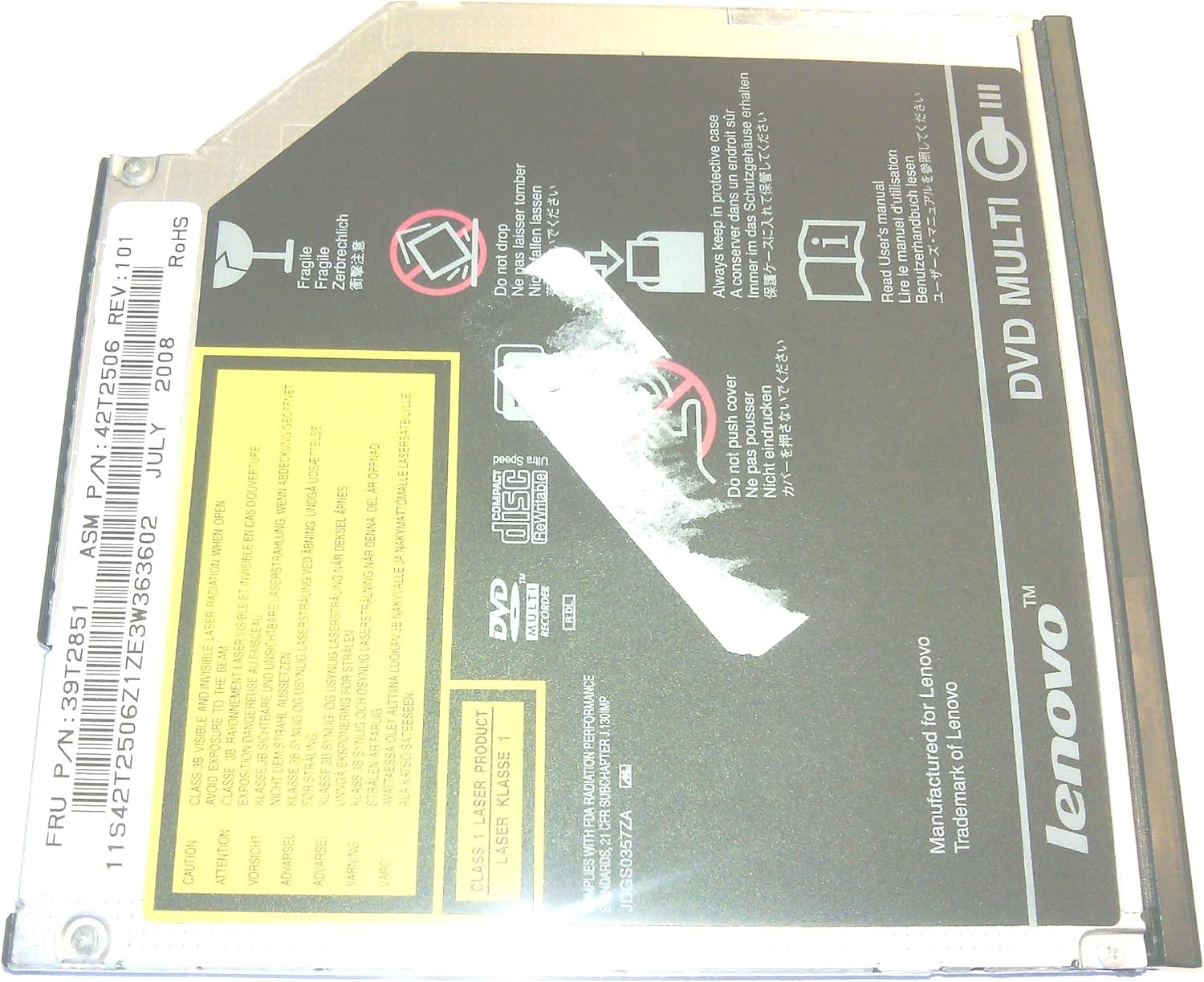 IBM Lenovo Thinkpad Ultraslim Multi Internal DVD Burner For Part Numbers 42T2506, 39T2851, 39T2507, 39T2570, 39T2579, 39T2677, 39T2676, 3P3342, 13N6768, 13N6769