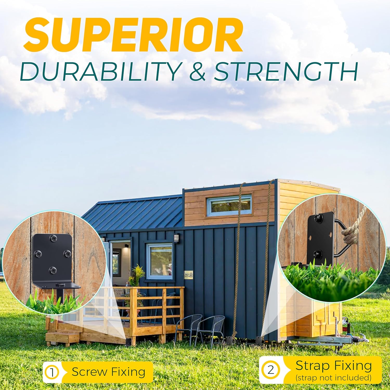 [UPGRADED] 14” Full Spiral Blade Mobile Home Anchor, 4 Pack Ground Anchor Screw in with L-shaped Brackets, U-bolts, Power Nut Driver, Earth Anchors High Wind Heavy Duty for Camping Tents, Swing Sets