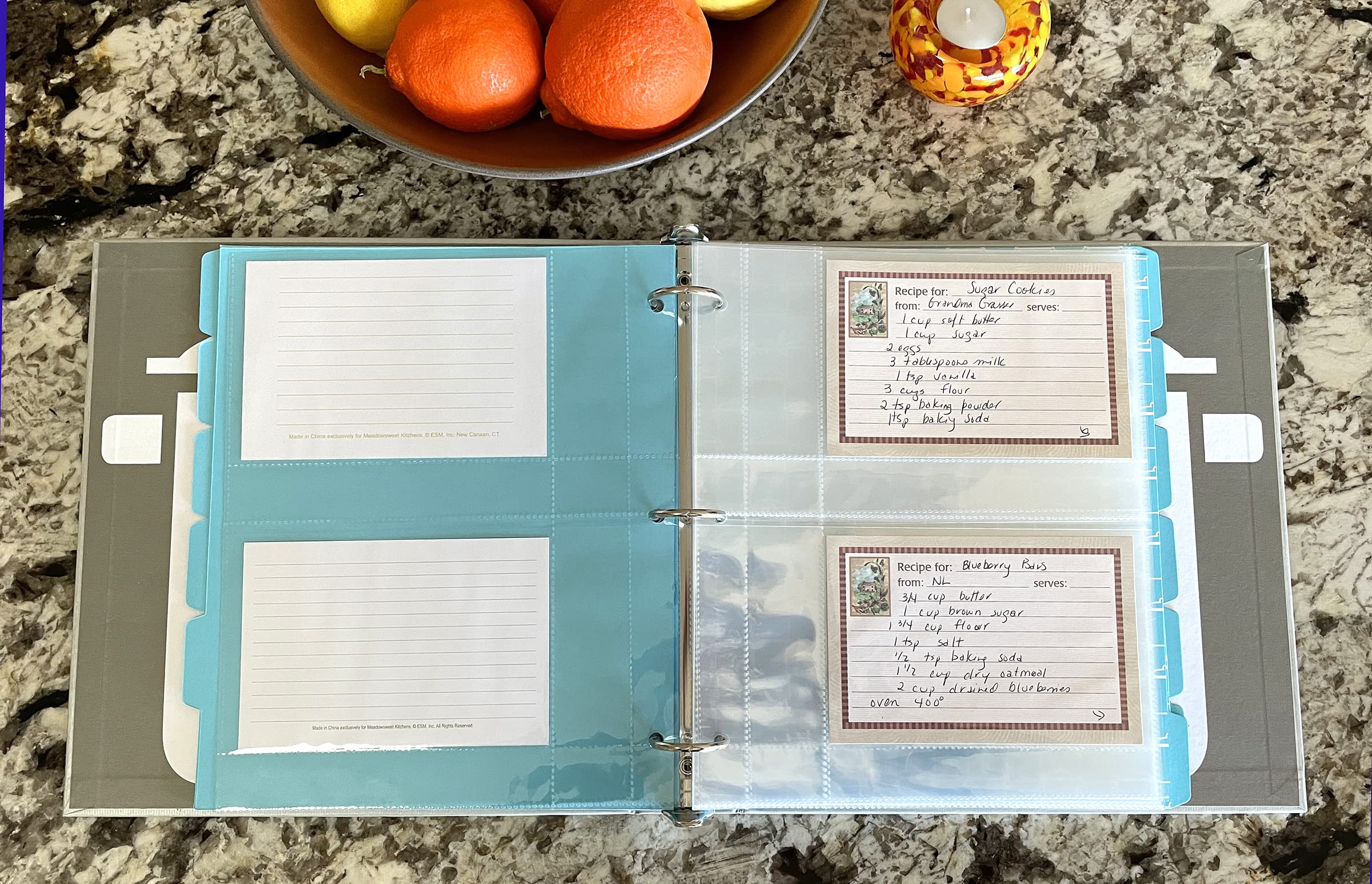 Meadowsweet Kitchens Plastic Recipe Card Protectors for 3 ring binders