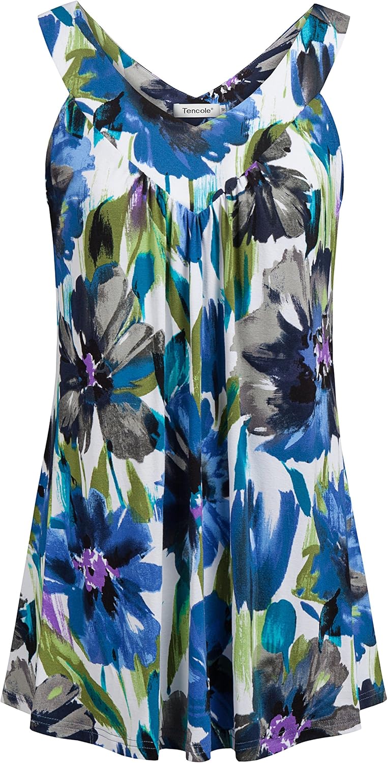 Tencole Womens Tank Tops Summer Casual Sleeveless Tunic Shirts V Neck Loose Blouses