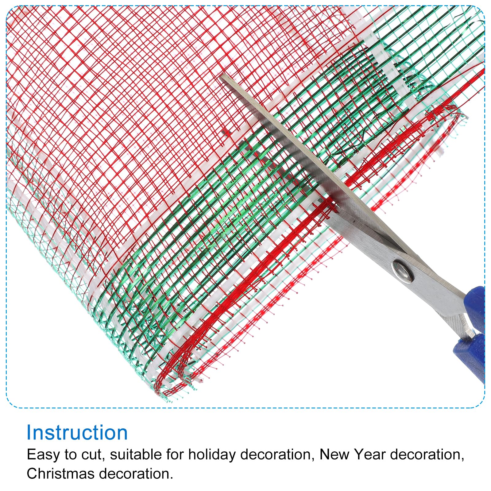 PATIKIL Decorative Mesh Ribbon, 10 Inch x 10 Yard Mesh Ribbon Roll Foil Metallic for Christmas Tree Wreath Decoration Red/Green/White - Image 4