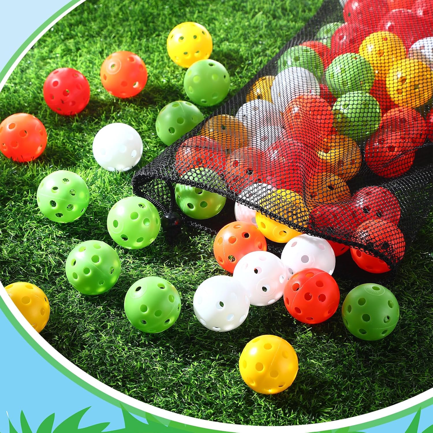 MiniInflat 80 Pack Practice Golf Balls Limited Flight 42 mm Golf Training Airflow Hollow Plastic Ball for Women Men Indoor Outdoor Driving Range Swing Practice Home