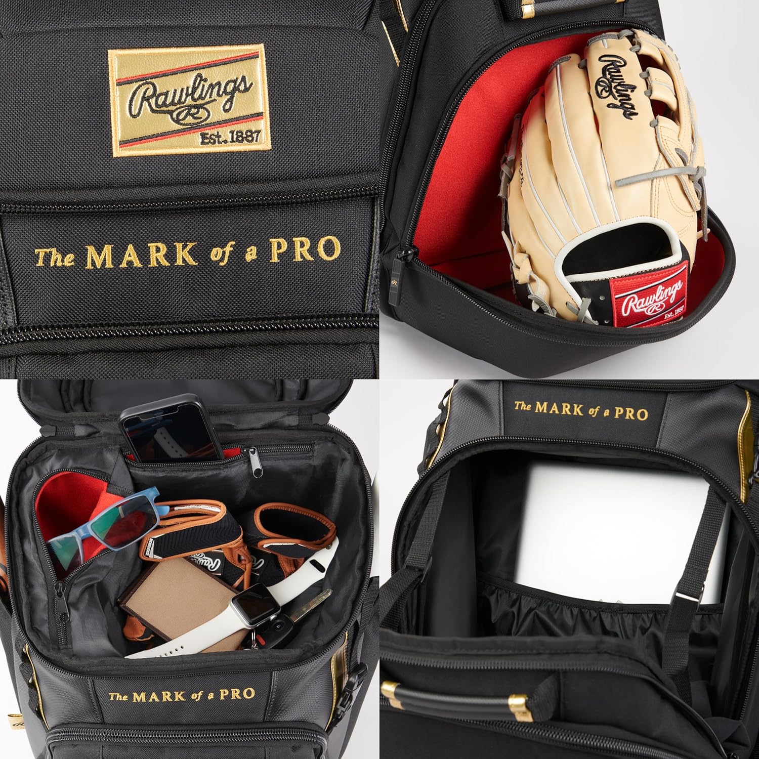 Rawlings | Gold Collection Backpack Equipment Bag | Baseball/Softball | Multiple Colors