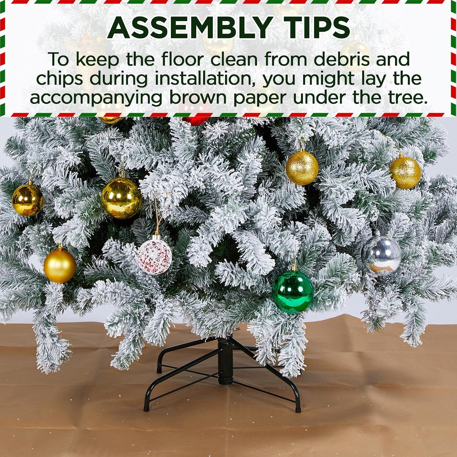 Yaheetech 6Ft Snow Flocked Fir Pencil Christmas Tree Slim Corner Hinged Artificial Xmas Tree with 814 Branch Tips and Metal Stand, Holiday Decoration for Home, Office, Party, White