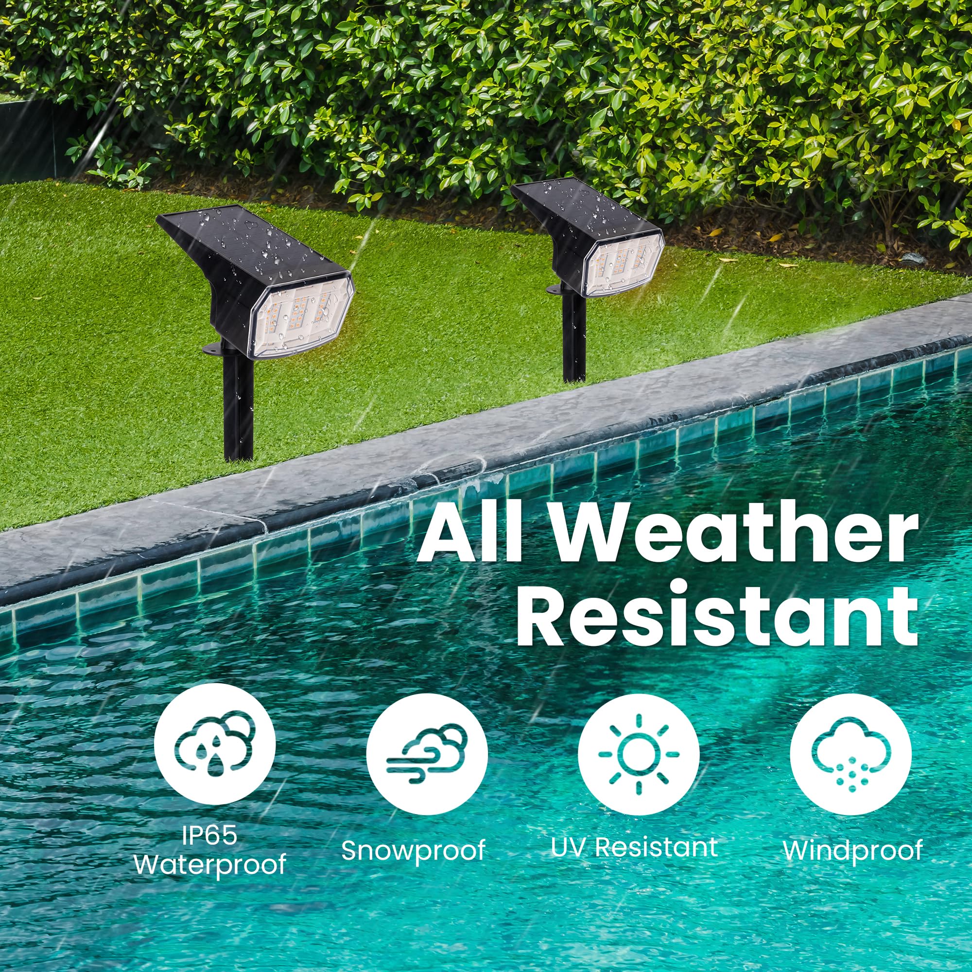 Solpex Zonne-spotverlichting voor buiten, waterdicht, 2 stuks, IP65, 63 leds, 3 verlichtingsmodi, spots voor tuin, tuin, huis, garagepad (warm wit Solpex Zonne-spotverlichting voor buiten, waterdicht, 2 stuks, IP65, 63 leds, 3 verlichtingsmodi, spots voor tuin, tuin, huis, garagepad (warm wit