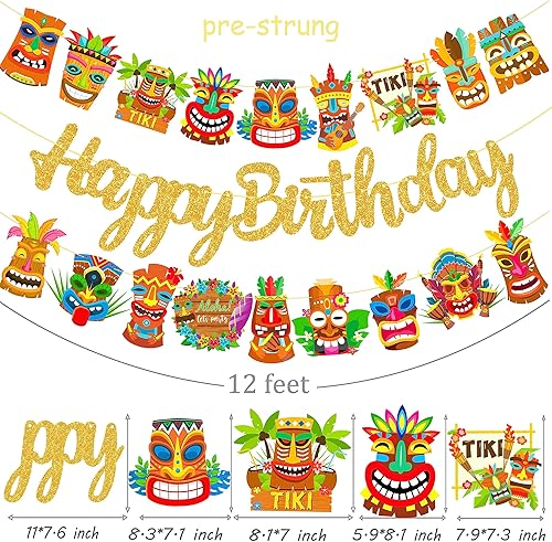 Miniatura 3 de Hawai Luau - Pancarta hawaiana de Tiki para fiesta de cumpleaños, 3 unidades, decoración de fiesta de Aloha para colgar, guirnaldas de Tiki para