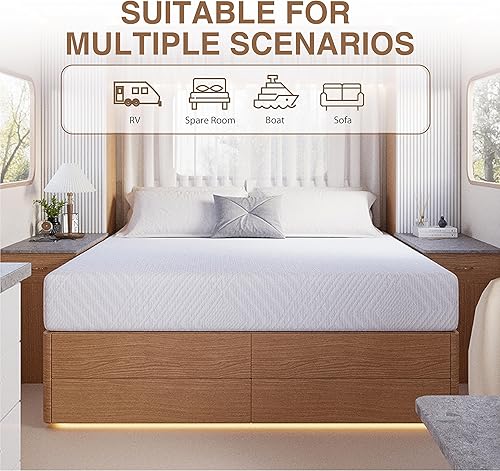 Miniatura 2 de Colchón corto para caravana, colchón de espuma viscoelástica de 10 pulgadas, sin fibra de vidrio, cama en una caja diseñada y ensamblada en los
