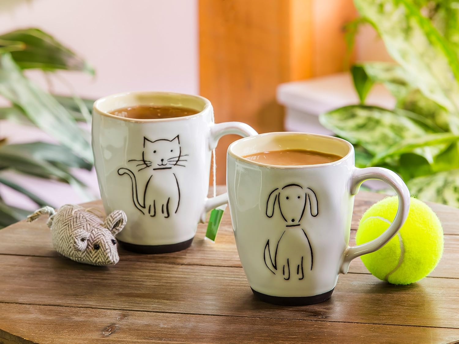 Cypress Home Pet Dog Ceramic Cup Gift Set Includes Tennis Ball Dog Toy for Your Furry Friend Gift for Dog Lovers Canine Mug - 6 x 4 x 5 Inches