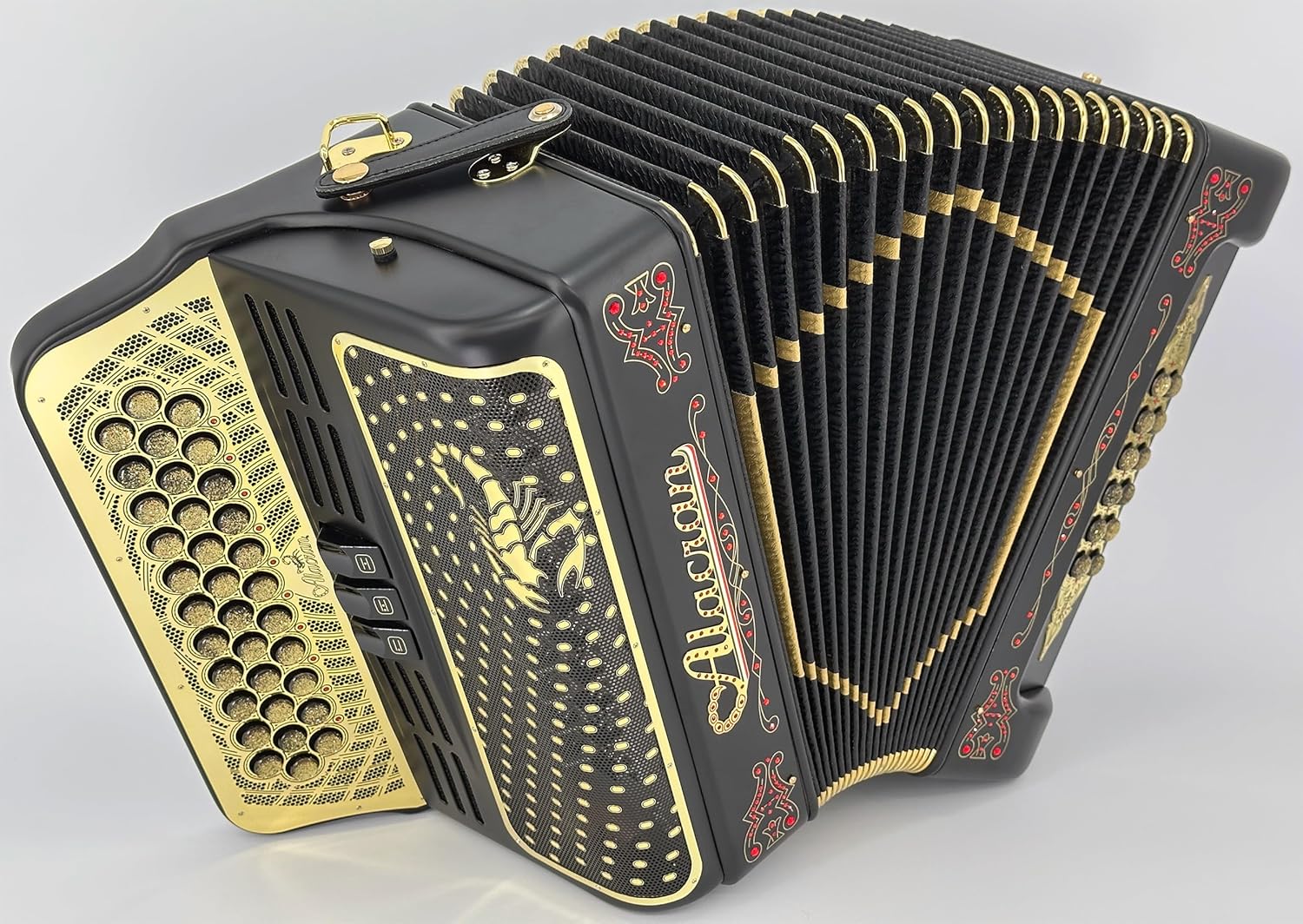 Alacran NAL3412-3R-BSP-Fa - 34 Button, 12 Bass Accordion, includes Rigid, Real Plywood, Case and Padded Shoulder Straps