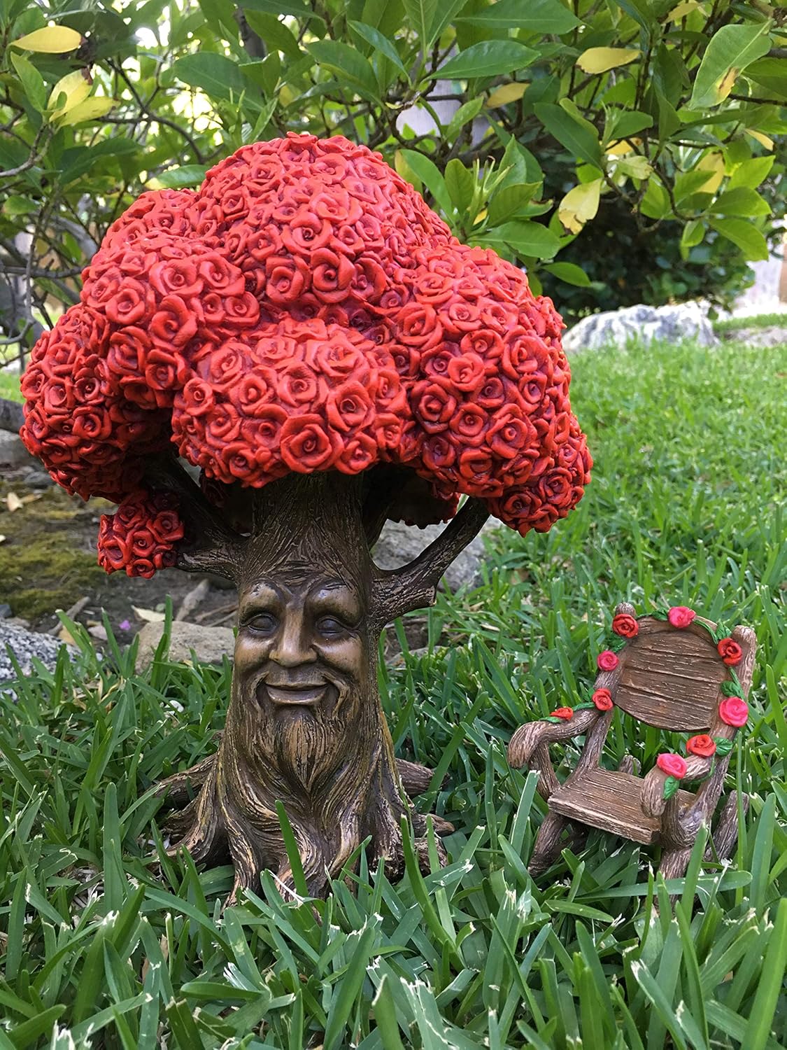 GlitZGlam Fairy Garden Miniature Tree: Mr. Rose The Red Rose Tree of Azar (9 Inch Tall) for The Garden Fairies and Gnomes. Part of The Beautiful Azarian Collection. A Fairy Garden Accessory