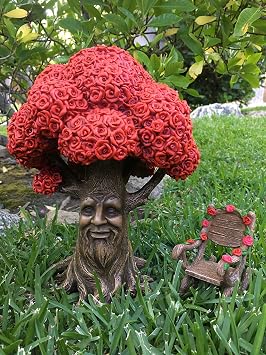 GlitZGlam Fairy Garden Miniature Tree: Mr. Rose The Red Rose Tree of Azar (9 Inch Tall) for The Garden Fairies and Gnomes. Part of The Beautiful Azarian Collection. A Fairy Garden Accessory