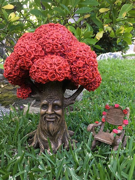 GlitZGlam Fairy Garden Miniature Tree: Mr. Rose The Red Rose Tree of Azar (9 Inch Tall) for The Garden Fairies and Gnomes. Part of The Beautiful Azarian Collection. A Fairy Garden Accessory