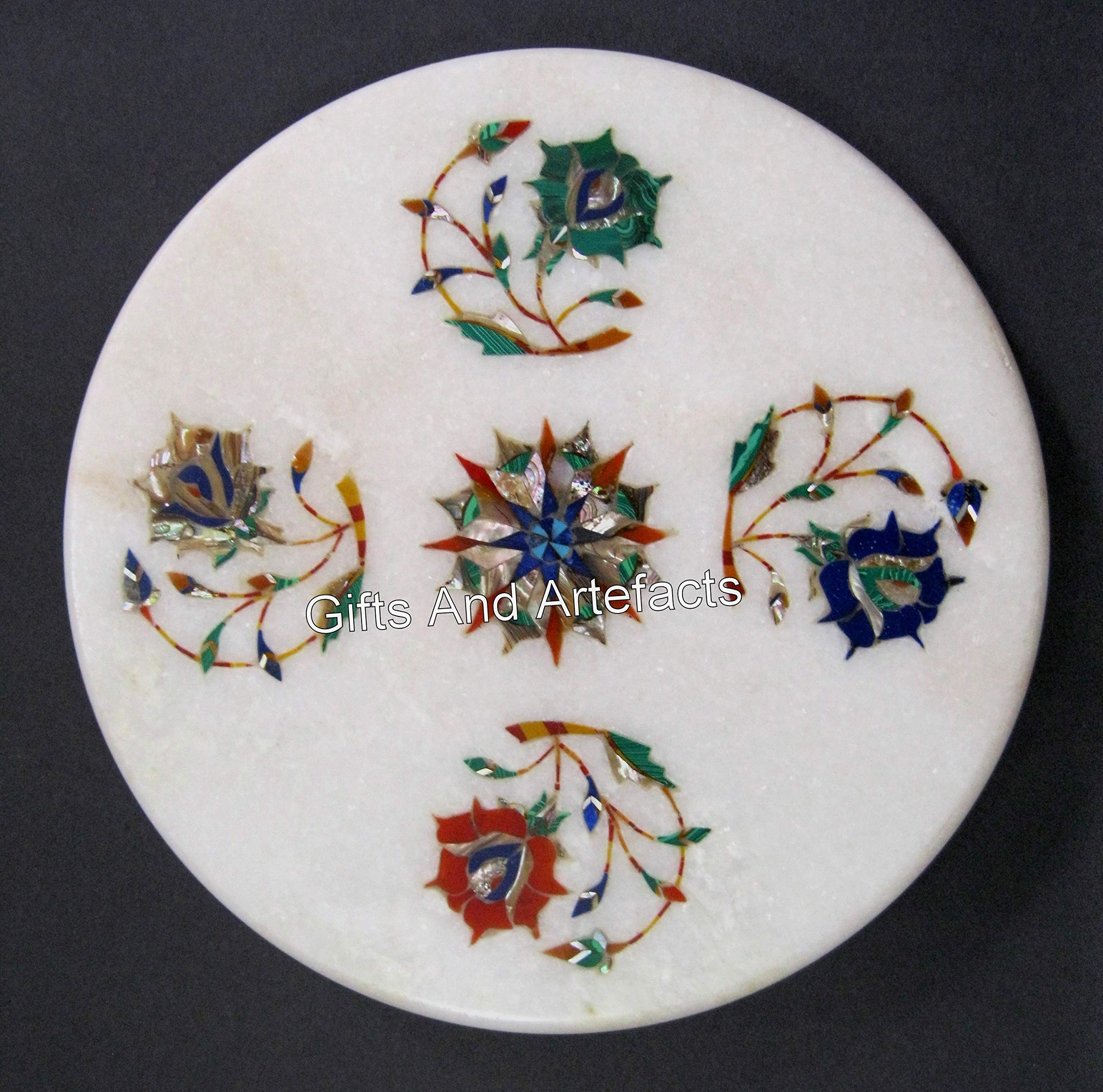 Machine à chapati en marbre de 22,9 cm avec motif antique pour restaurant rond