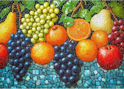 Bgraamiens Mosaic Fruits 1000 Piece Jigsaw Puzzle Colorful Fruit Art Puzzle for Adults, Vibrant Abstract Mosaic Design, Challenging and Decorative Puzzle Gift