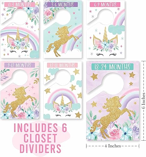 Miniatura 3 de Hadley Designs 6 divisores de tamaño de armario para bebé, armario de unicornio por mes, organizador de armario de bebé para organización de