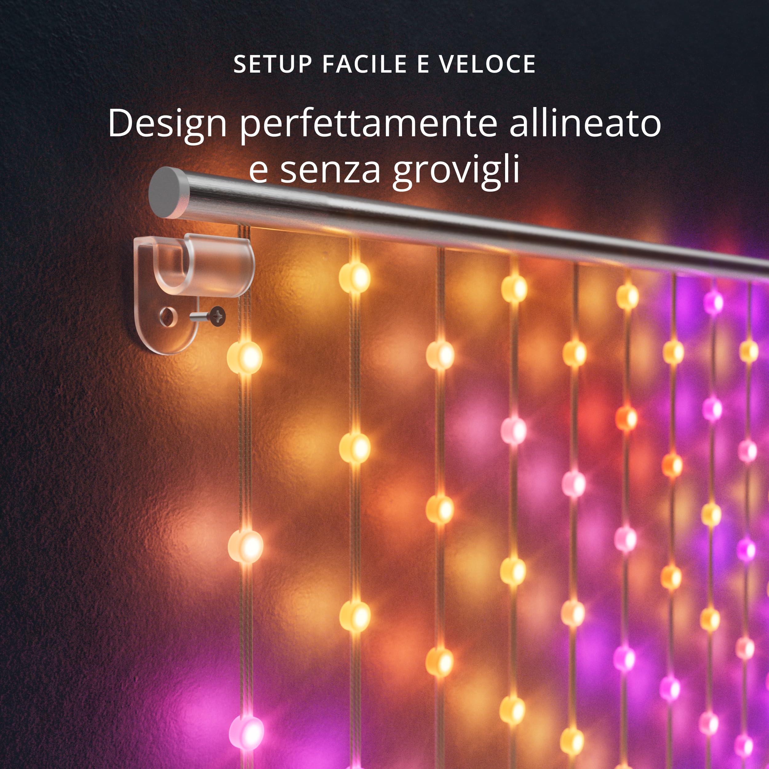 Twinkly Matrix 480 LED RGB, Tenda LED Alta Densità, Luci Smart Multicolore Gaming RGB, Compatibile con Razer Chroma, Omen, Alexa, Google Home, Luci Gaming, Controllo App, Filo Trasparente, 1m x 1m