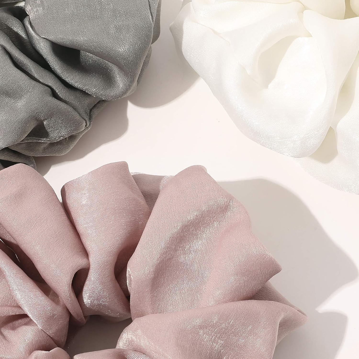 Scrunchies Hair Ties for Women - Big Silk Satin Scrunchie Exra Large Jumbo Gaint Oversized Cute Scrunchy for Curl Thick Hair Ligas Para el Cabello De Mujer Decorations Hair Accessories Gift for Girls image 2