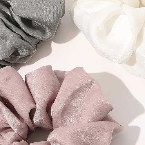 Miniatura 2 de Scrunchies - Lazos para el cabello para mujeres, coleteros grandes de satén de seda, extragrandes, gigante, de gran tamaño, lindo Scrunchy para