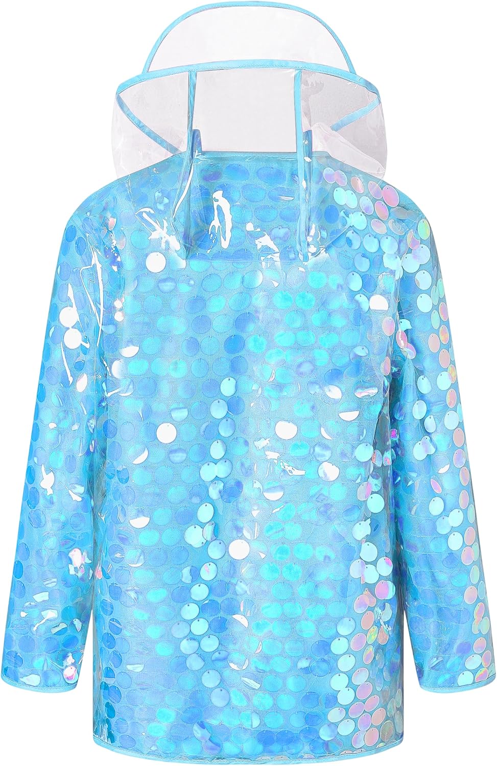 Cromoncent Girls Sequin Rain Jacket Waterproof Windbreaker Hooded Lightweight Lined Raincoats For Kids Outdoor