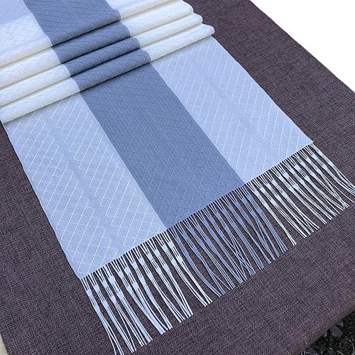 Miniatura 5 de Rilassato Camino de mesa tejido a rayas con borlas para decoración de mesa de comedor de estilo bohemio para boda, despedida de soltera, casa rural