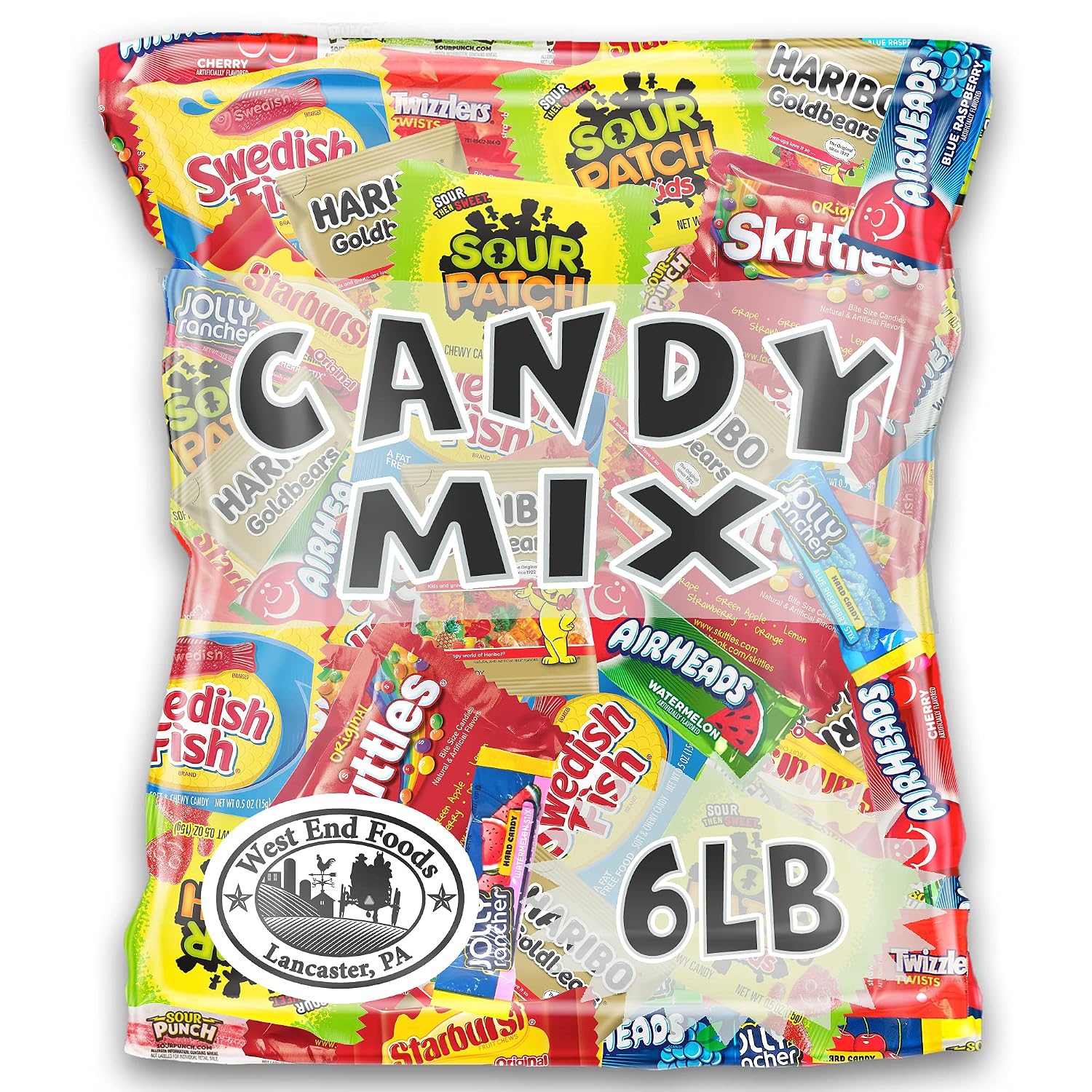Bundle of Candy (6 Pound) Variety Pack Includes Sour Patch Twizzlers Swedish Fish Skittles Airheads Jolly Rancher Starburst Gold Bears and Sour Punch