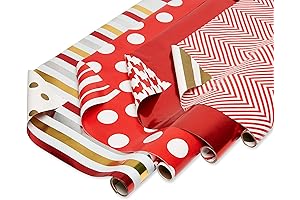 American Greetings Reversible Wrapping Paper for Christmas Bundle Gift Packing(4 Rolls, 120 sq. ft)