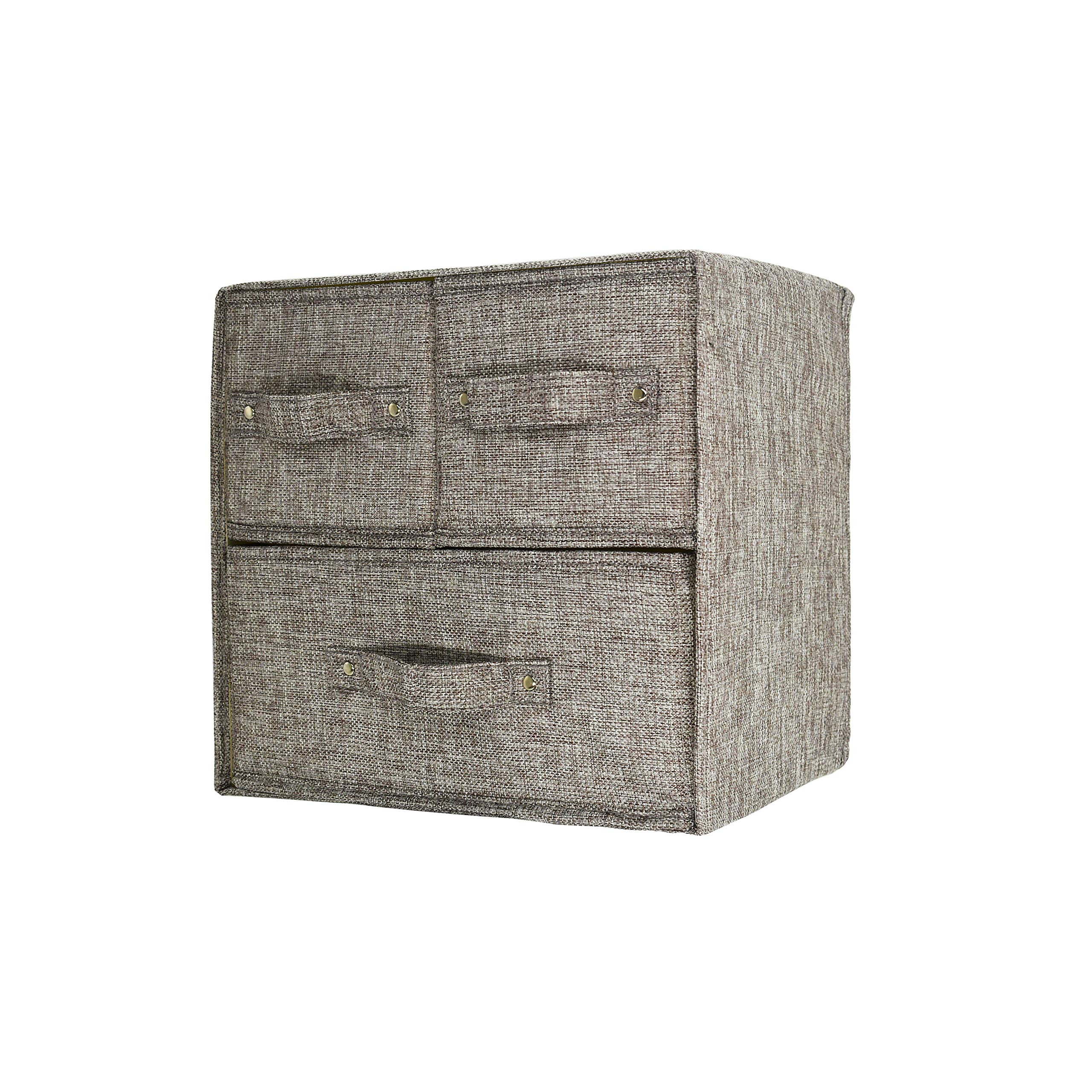 Rihud Grey Fabric Stroage Box With Lids Foldable Drawer Dividers Organiser Wardrobe Organiser Drawer Inserts Underwear Storage Boxes Closet For Socks, Bras, Ties, Scarves, Clothes (, Medium)
