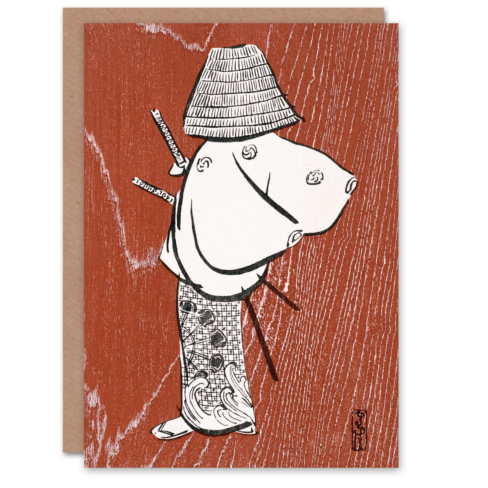 Artery8 Kamisaka Sekka Art Card Samurai 1920 Vintage Japanese