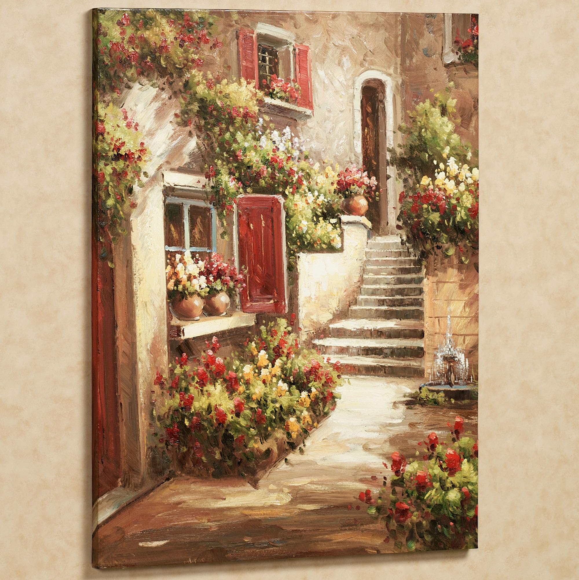 Amazon.com: Touch of Class Tuscan Flowers Wall Canvas Art Red One