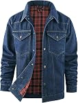 Mr.Stream Men's Snap Jean Jacket Western Cowboy Plaid Flannel Lined Work Denim Trucker Jackets
