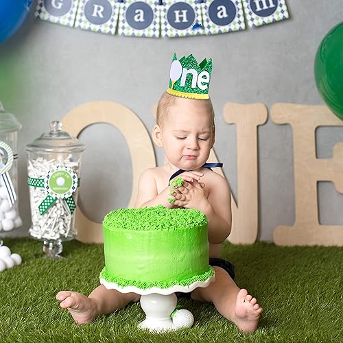 Miniatura 5 de WAWUO Corona de cumpleaños de golf para fiesta de primer cumpleaños, sombrero de primer cumpleaños para accesorios de cabina de fotos, los mejores
