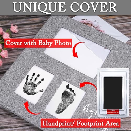 Miniatura 2 de Vienrose Álbum de fotos para bebé, libro de recuerdos autoadhesivo, kit de álbum de recortes de 4 x 6 pulgadas, con almohadilla de tinta de tacto