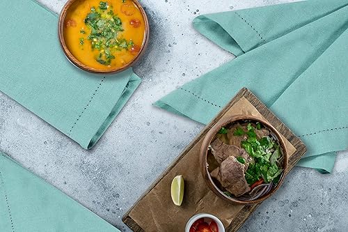 Miniatura 100 de Servilletas de lino y algodón de 18 x 18 pulgadas natural con vainica, servilletas de boda, servilletas de cóctel, servilletas de tela, servilletas