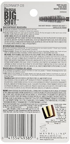Miniatura 3 de Máscara de pestañas impermeable, Volum' Express The Colossal Big Shot, de la marca Maybelline New York , A prueba de agua, Muy negro