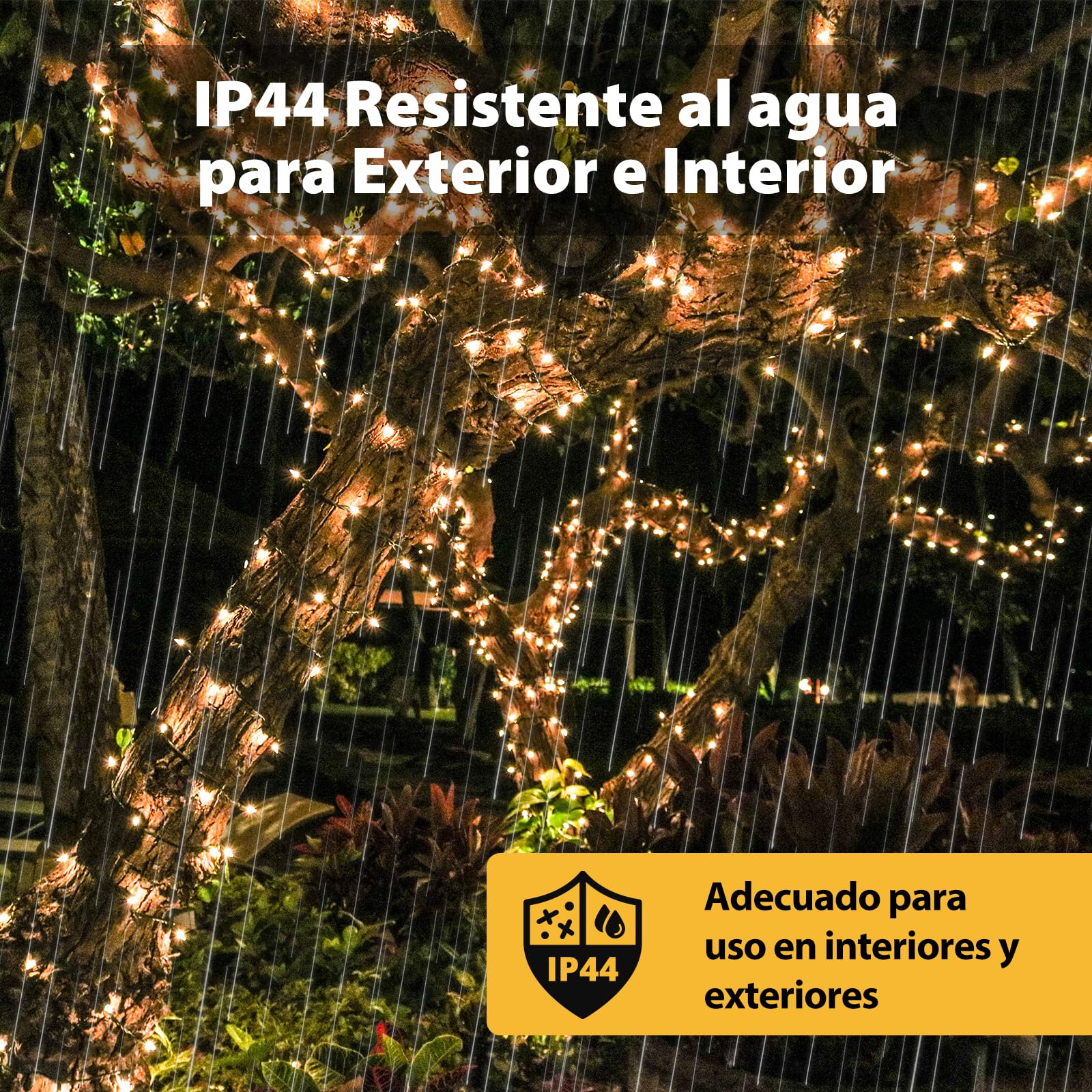 SALCAR 23m 360 LEDs Cadena de Luces, IP44 Impermeable Cadena Ligera Navidad, Cadena Luminosa con 8 Modos, Decoración Interior Exterior para Jardín Balcón Fiestas (Blanco cálido)
