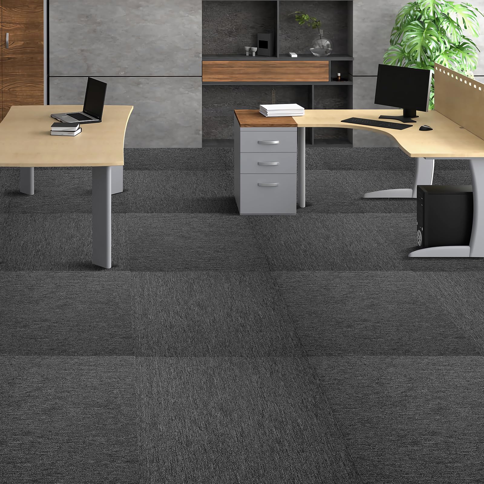 VEVOR Quadrotte in Moquette Riutilizzabili, 500 x 500 mm Quadrati in Moquette con Imbottitura Attaccata, Quadrotte in Moquette Morbida Imbottita, per Camera Interni esterni 20 Quadrotti, Grigio scuro