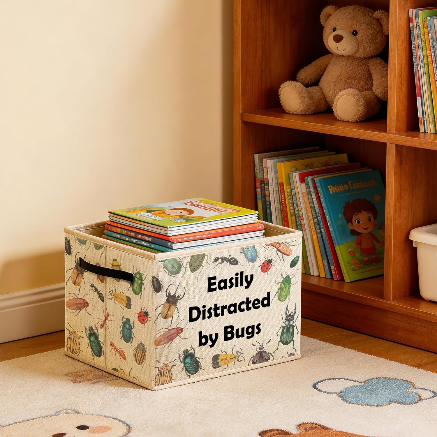 Bug Lovers Gifts for Kids Storage Bin Box, Insect Entomology Gifts, Easily Distracted by Bugs Foldable Laundry Basket Toys Books Clothes Organizer for Kids Room Nursery Playroom Decor