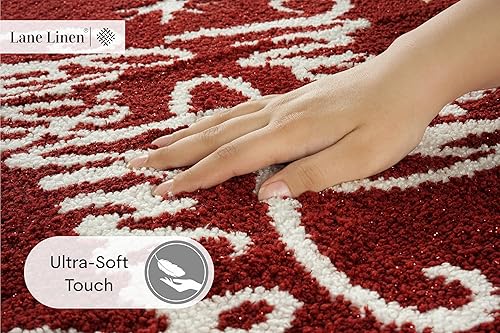 Miniatura 6 de LANE LINEN Juego de alfombras de baño de microfibra color rojo navideño, antideslizantes, lavables a máquina, 20 x 32 pulgadas y 17 x 24 pulgadas