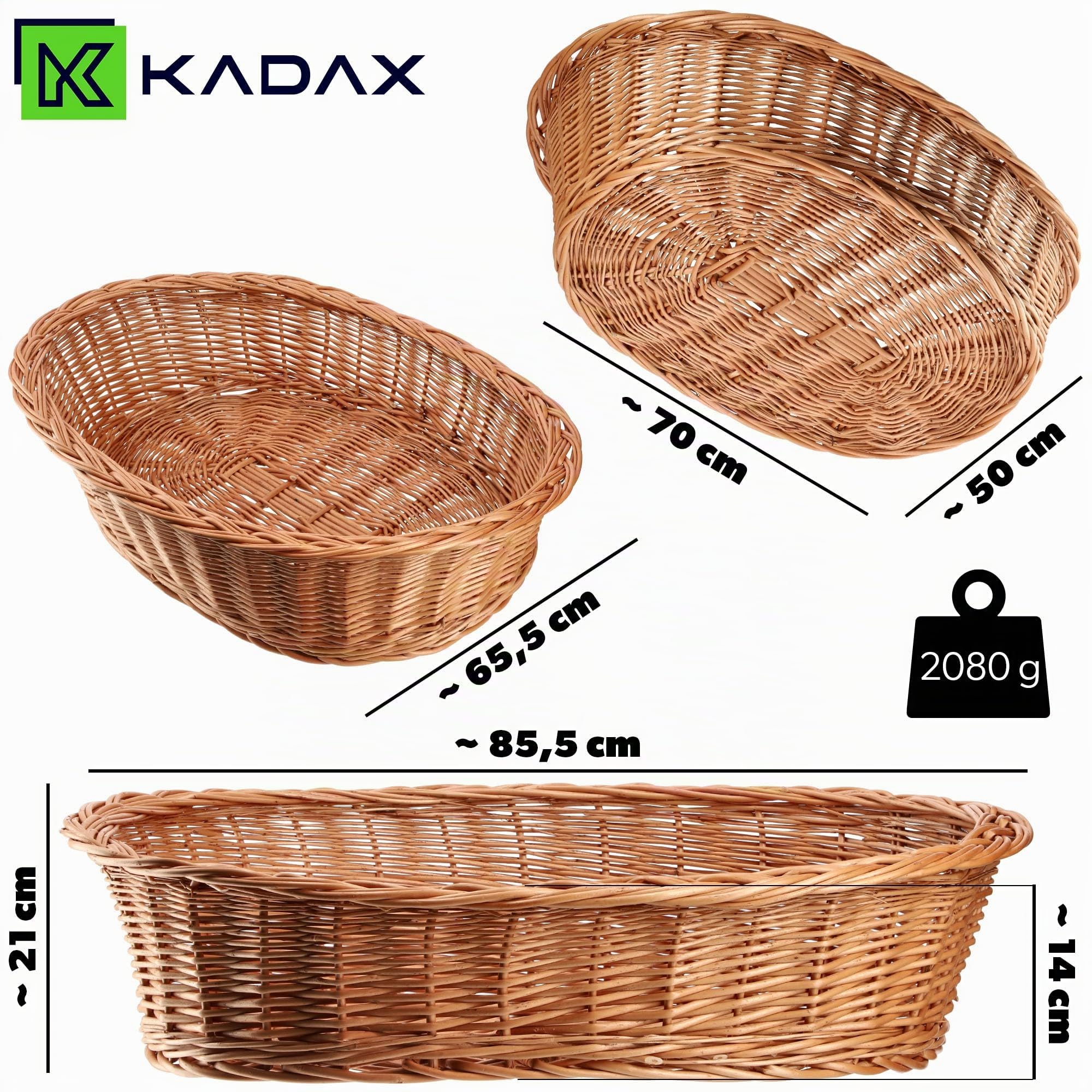KADAX Cama para Perros y Gatos de Mimbre, Cesta para Mascotas en Color Natural, Tumbona para Animales, Espacio para Dormir