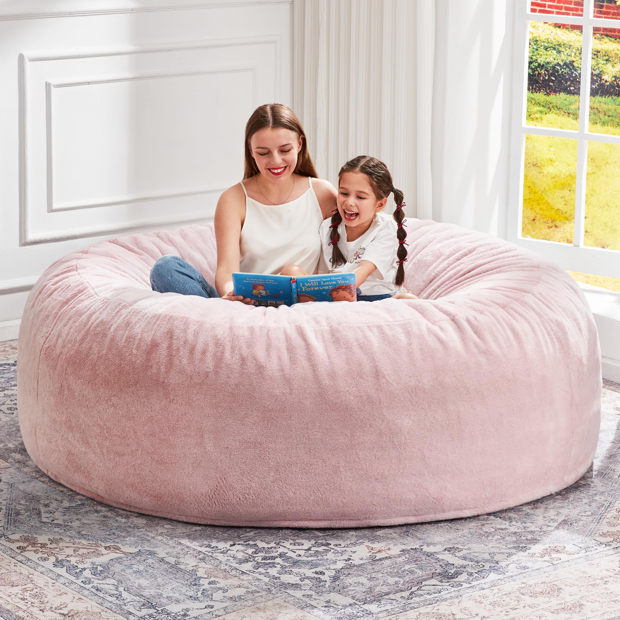 Hobestluk Bean Bag Chairs Giant Beanbag Chair with Filler, Memory Foam Bean Bags with Fluffy & Machine Washable Cover, Bean Bag Chairs for Aduts for