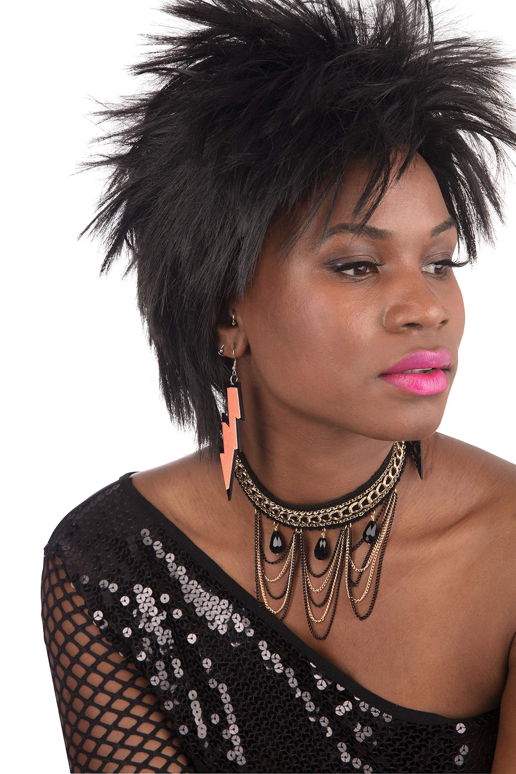 80's Orange Lightning Rave Earrings, (1 Pair) - Eye-Catching Design, Perfect Accessory for Retro Parties, Concerts, Festivals, Nightlife, Events, & More Halloween